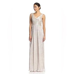 JB Boutique Women's Pleated Metallic Knit Faux Crossover Sleeveless Gown size 6